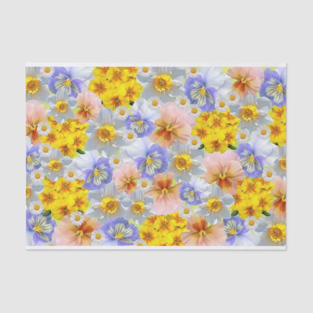 Papel De Seda Flores e Daffodils de cor mista (Frente )