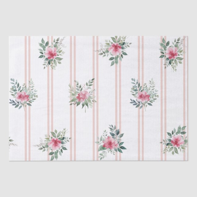 Papel De Seda Flores e faixas de aquarela (Frente )