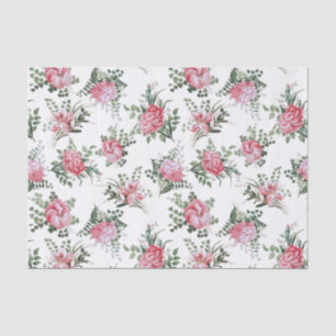 Papel De Seda Flores e Ferns Românticos Rosa bonito