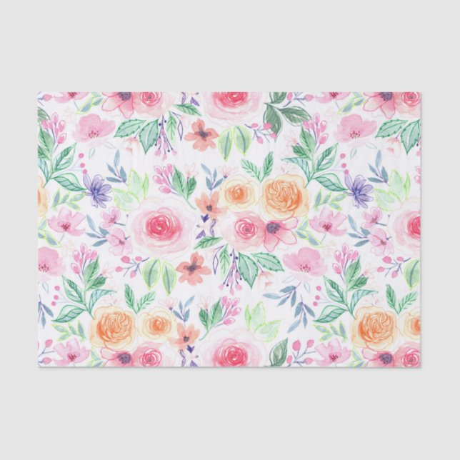 Papel De Seda Flores e folhas aquícolas (Frente )