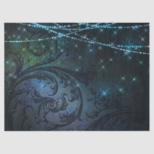 Papel De Seda Flores e luzes em nuvem escura (Frente )