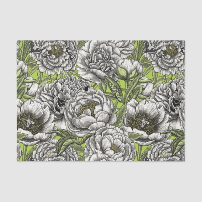 Papel De Seda Flores e mariposas brancas (Frente )