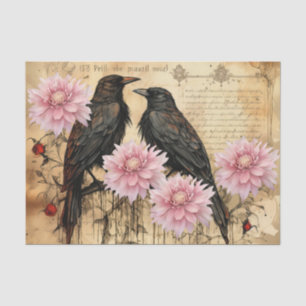 Papel De Seda Flores e Ravens Rosa Inspirados