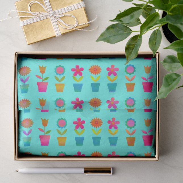 Papel De Seda Flores e vasos ao Crepúsculo (Presente)