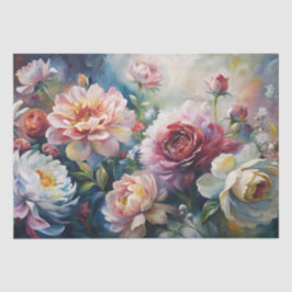 Papel De Seda Flores Elegantes de Primavera em Tons Pastel Decou