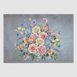 Papel De Seda Flores Elegantes em Aquarela Pastel Decoupage