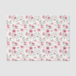 Papel De Seda Flores Elegantes em Aquarela Rosa Decoupage