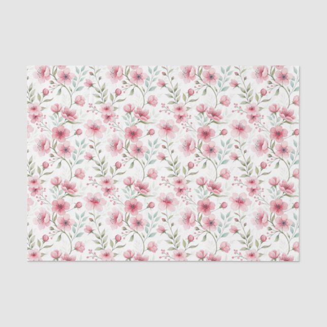 Papel De Seda Flores Elegantes em Aquarela Rosa Decoupage (Frente )