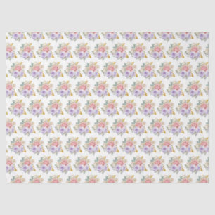 Papel De Seda Flores Elegantes Rosa e Roxo
