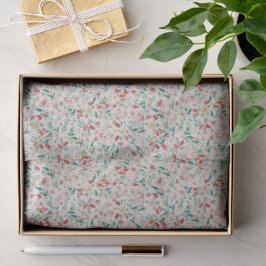 Papel De Seda Flores em Aquarela Vintage Prado de Inverno (creme