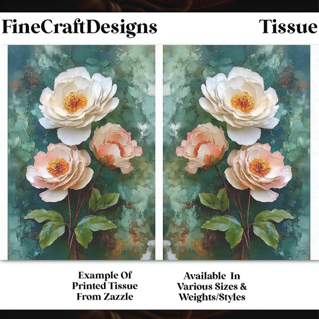 Papel De Seda Flores em Estilo de Peônia Texturizado com Impasto (Criador carregado)
