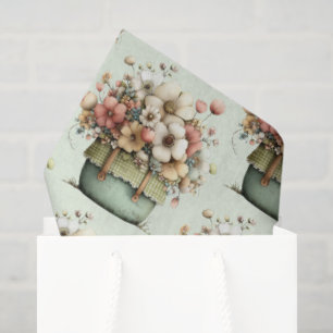 Papel De Seda Flores em um Padrão Aconchegante e Fofo de Vaso Xa