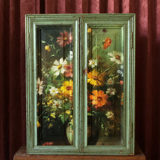 Papel De Seda Flores em uma desvinculação de pintura a óleo de v