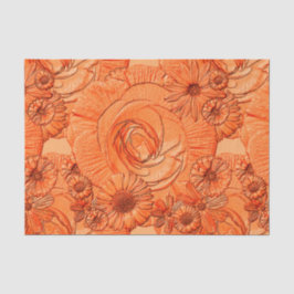 Papel De Seda Flores Emboscada-Molho De Tecidos Laranja