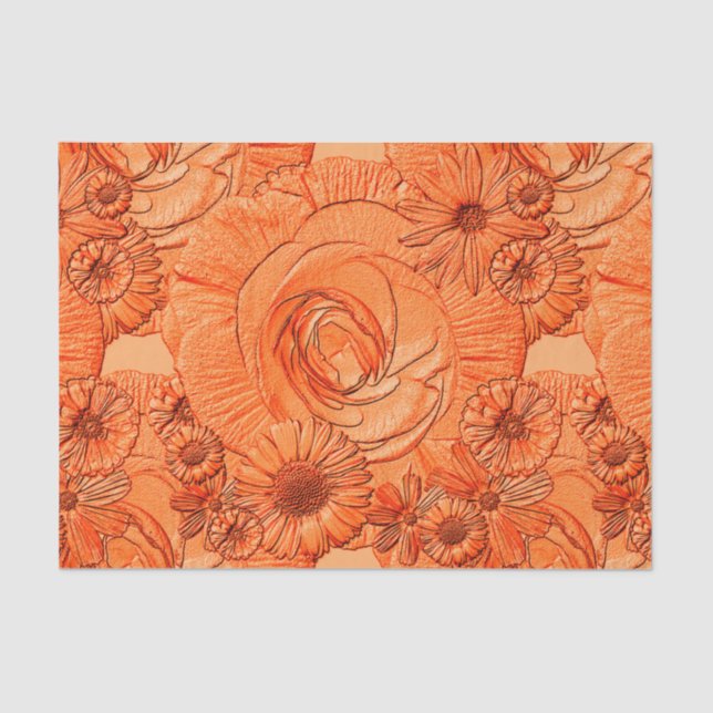 Papel De Seda Flores Emboscada-Molho De Tecidos Laranja (Frente )