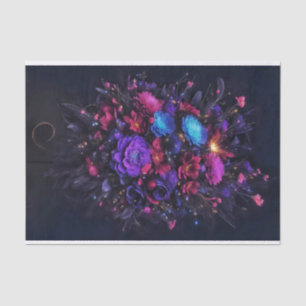 Papel De Seda Flores escuras e Buquês cor-de-rosa púrpura azul