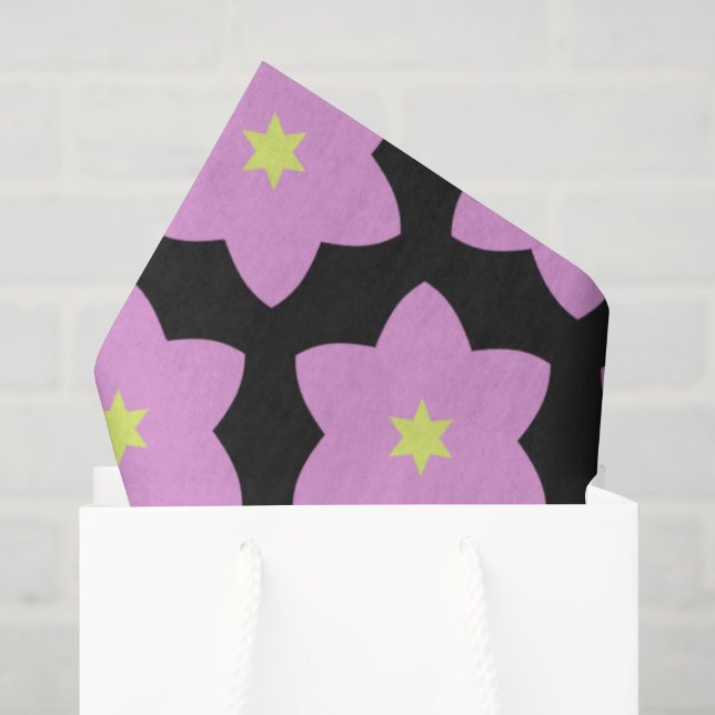 Papel De Seda Flores estrela rosa cvpa2 (Sacola de presentes)