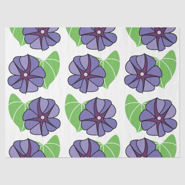 Papel De Seda Flores Florais de Ipoméia Azul (Frente )