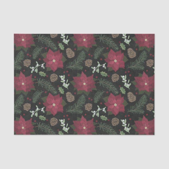 Papel De Seda Flores & folha do inverno do quadro do Natal (Frente )