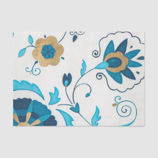 Papel De Seda Flores Indígenas com Fundo Branco (Frente )