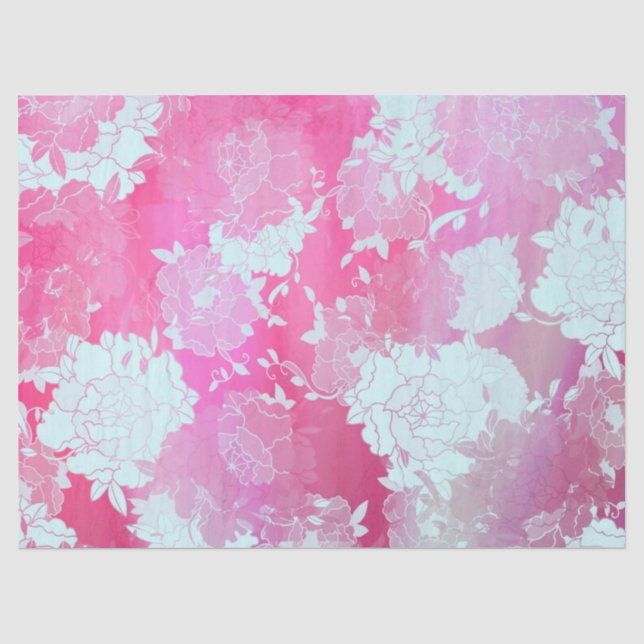 Papel De Seda flores japonesas padrões azuis (Frente )