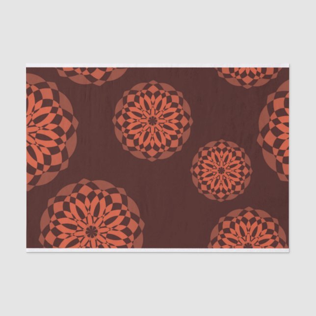 Papel De Seda Flores laranja, modernas, decorativas, geométricas (Frente )