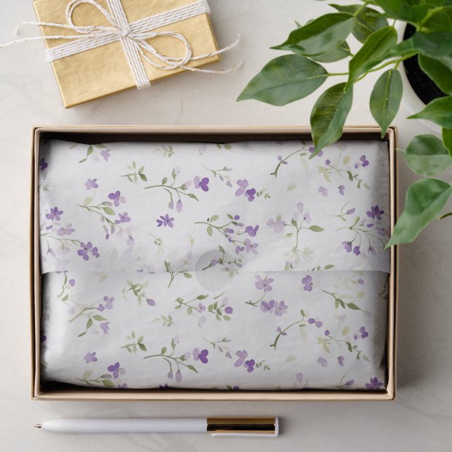 Papel De Seda Flores Lavanda Bonitas de Aniversário (Presente)