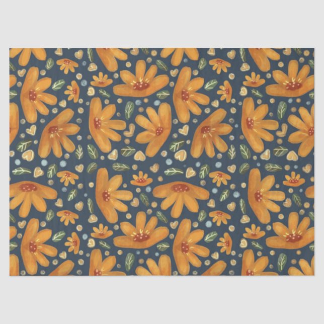 Papel De Seda Flores Luxuosas Amarelas (Frente )