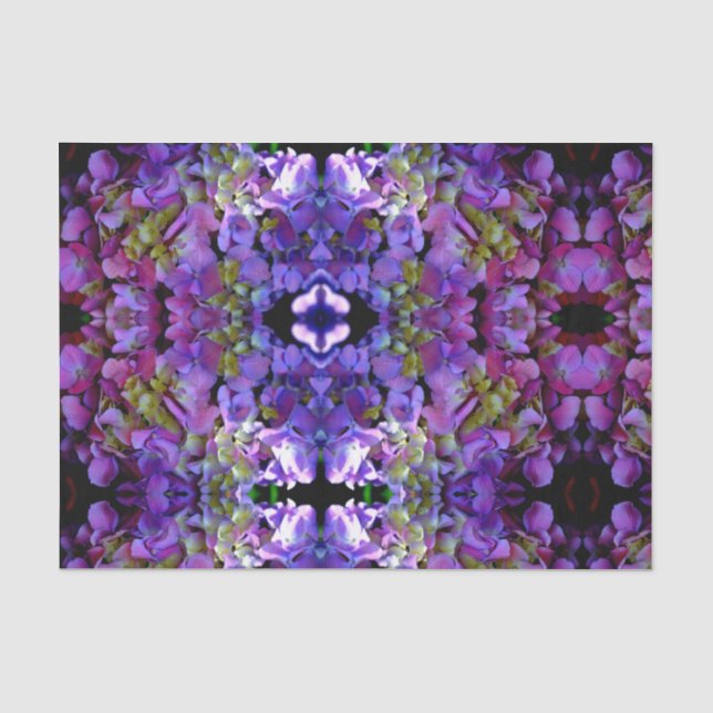 Papel De Seda Flores magenta púrpura amarelas Hydrangas (Frente )