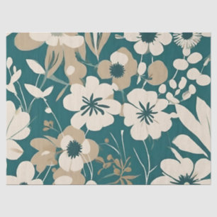 Papel De Seda Flores Modernas De Bronzeado Retro De Groovy