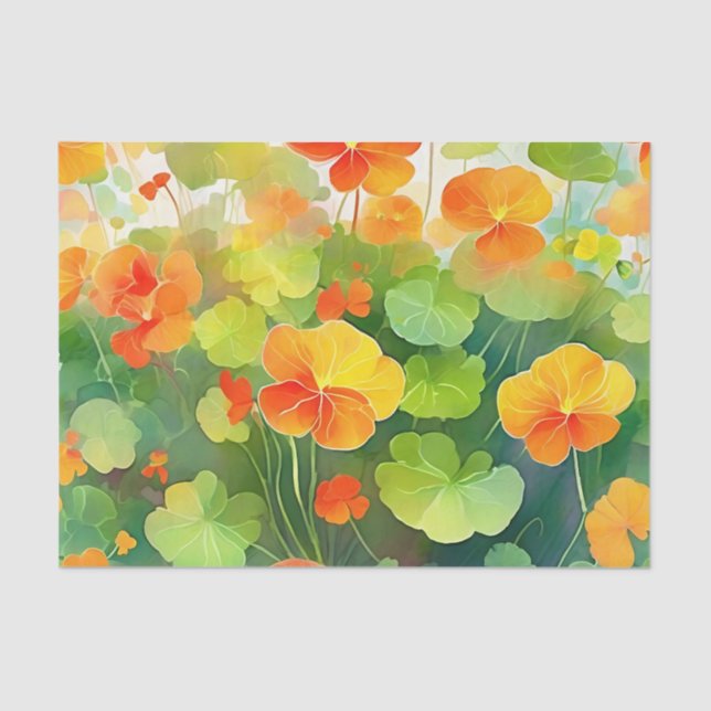 Papel De Seda Flores Nasturtium Vibrantes (Frente )