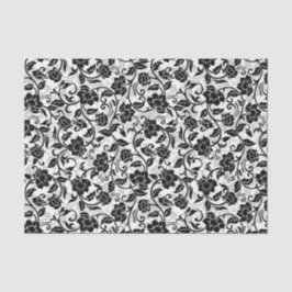 Papel De Seda Flores Negras e Cinzas