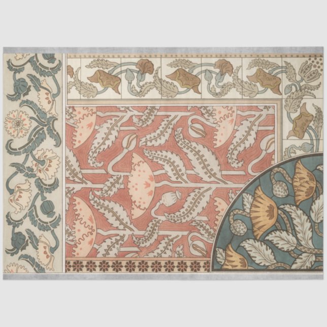 Papel De Seda Flores Ornamentais Vintage (Frente )