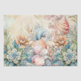 Papel De Seda Flores Passado Decoupage de Conchas Marinhas Paste