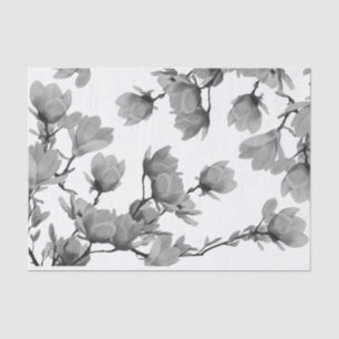Papel De Seda Flores pretas & brancas do sul da magnólia