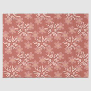 Papel De Seda Flores Retro Rosa Dusty - Padrão Botânico Suave