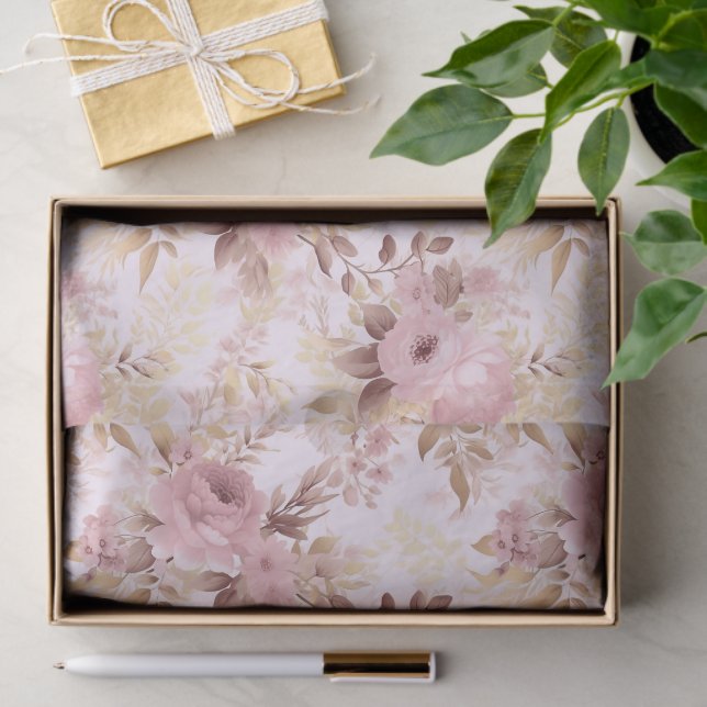 Papel De Seda Flores românticas em decoupage cor-de-rosa (Presente)