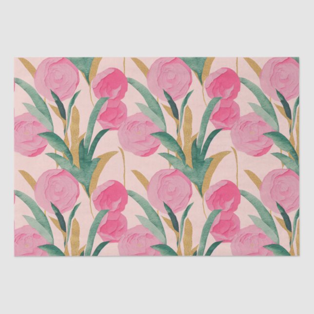 Papel De Seda Flores Rosa (Frente )