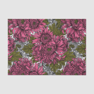 Papel De Seda Flores rosa crisântemo