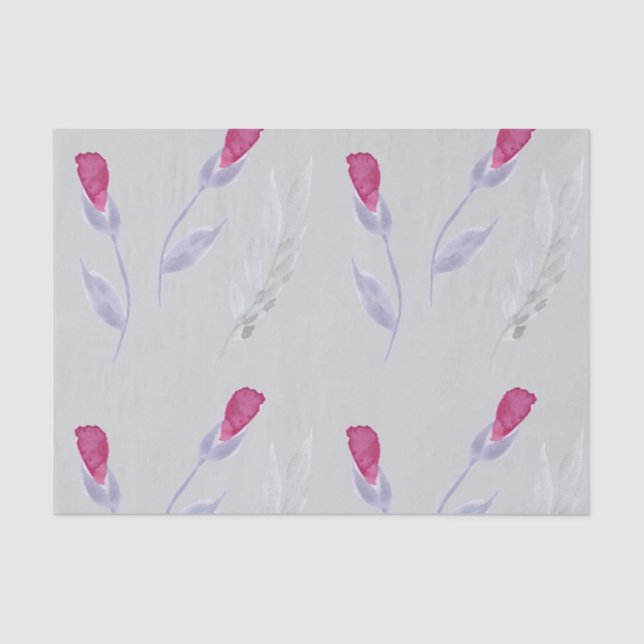 Papel De Seda Flores Rosa de cinza (Frente )