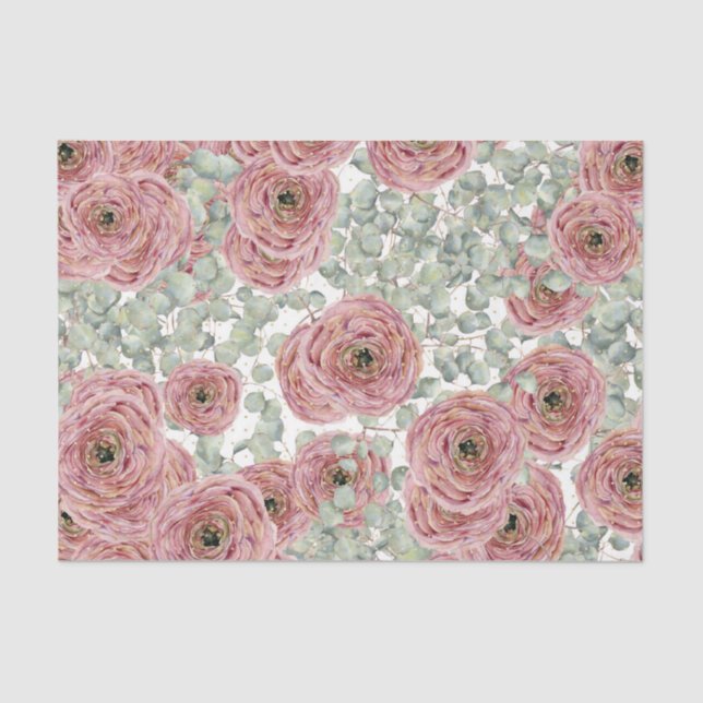 Papel De Seda Flores Rosa (Design 67 Série Rosa) (Frente )