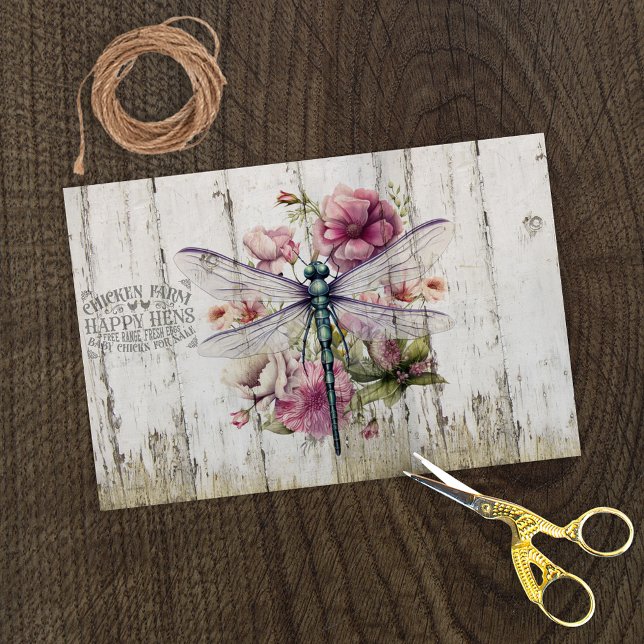 Papel De Seda Flores Rosa-Dragonfly Translúcidas (Criador carregado)