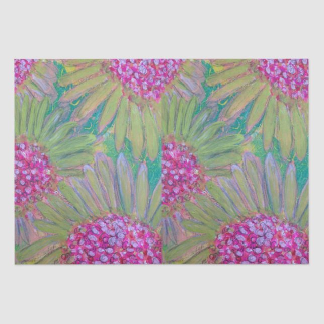 Papel De Seda Flores Rosa Grandes (Frente )