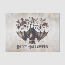 Papel De Seda Flores Rosa-Halloween Folhas de Mau Bat Verde