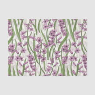 Papel De Seda Flores rosa Hyacinona em branco natural