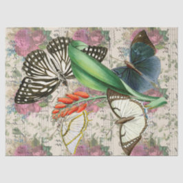 Papel De Seda Flores Roxas, Borboletas com Decoupage de Música