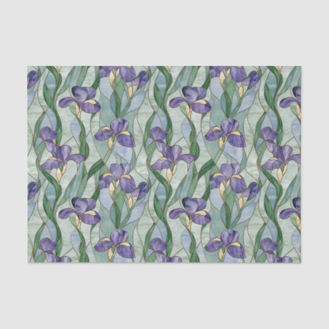 Papel De Seda Flores Roxas Claras Efeito De Vidro Estido (Frente )