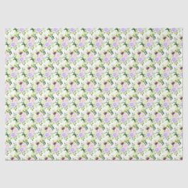 Papel De Seda Flores Roxas de Primavera com Folhagem
