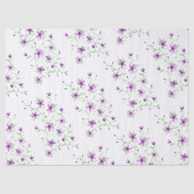 Papel De Seda Flores Roxas na Vinha (Frente )