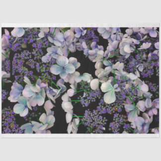 Papel De Seda Flores roxas nos tecidos pretos de fundo